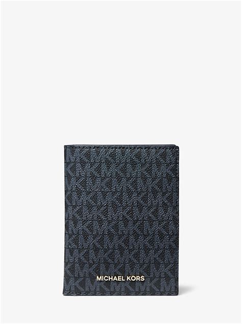 Michael Kors Bedford Travel Medium Logo Stripe Passport Wallet 